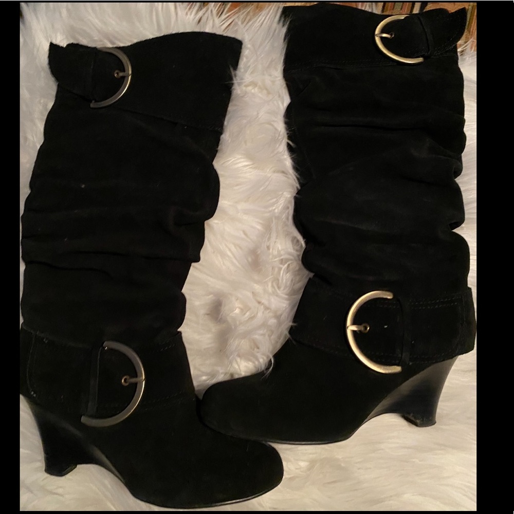 Naughty Monkey black wedge boots
